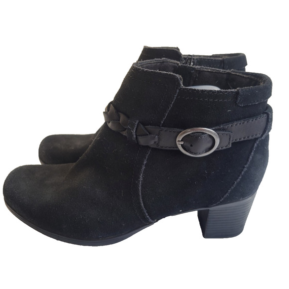 Clarks Black Ankle Boots with Buckle Detail - Picture 1 of 9